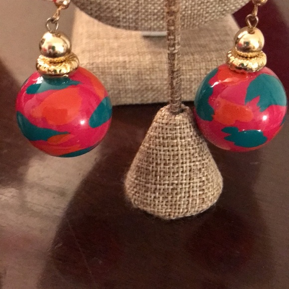 3 for $15 Boho dangle earrings with splashes of pink, blue and white - Picture 2 of 4